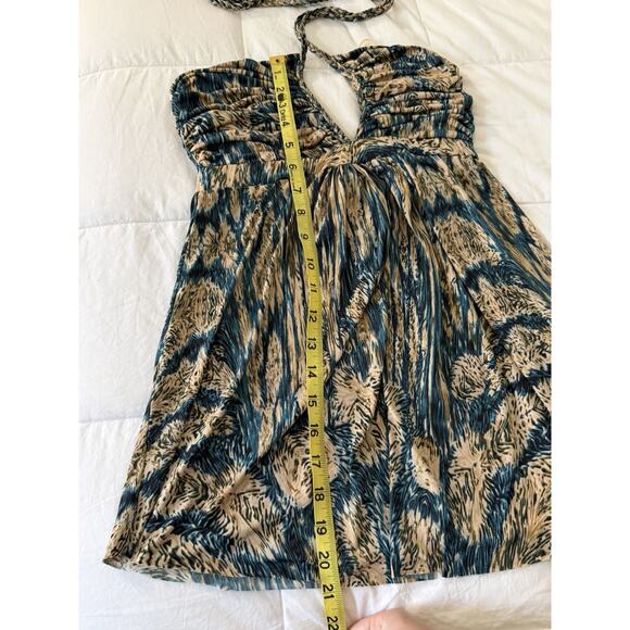 Vintage Y2K T Bags Los Angeles Keyhole Halter Top Babydoll Flowy Boho Sz S Teal - Picture 4 of 8